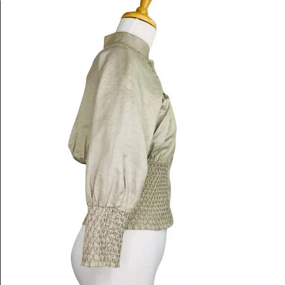 Laundry by Shelli Segal Cocktail Party Top High Neck Blouse Gold SZ 0 NWOT - Picture 4 of 9